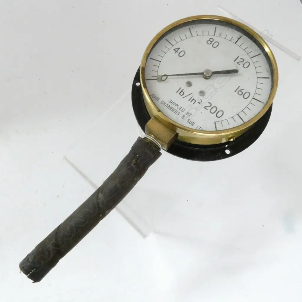 PNEUMATIC BRASS GAUGE 0-200 lb/in sq. Dia.125MM FLANGE BACK Image 1++